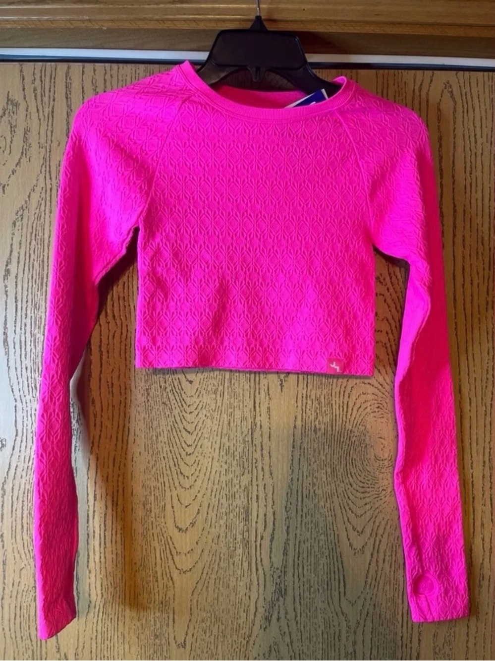 JoyLab Bright Hot Pink Long Sleeve Cropped Top